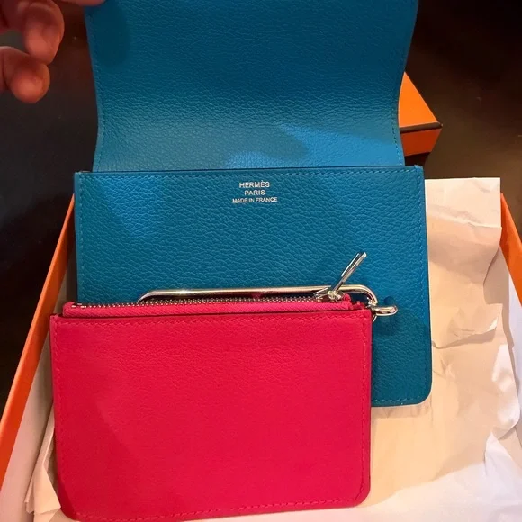 Hermes Blue Leather Roulis Compact Wallet with Silver Hardware - Picture 11 of 11